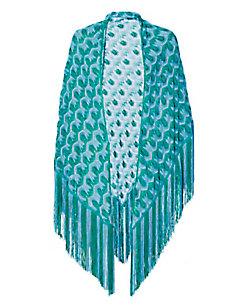 Missoni Metallic Turquoise Triangle Fringe Shawl