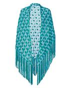 Missoni Metallic Turquoise Triangle Fringe Shawl
