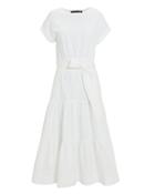 Veronica Beard Trail Belted Cotton Midi Dress White P