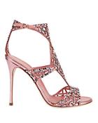 Sergio Rossi Tresor Crystalized Pink Metallic Sandals