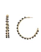 Rosantica Angola Black Beaded Hoop Earrings Gold 1size