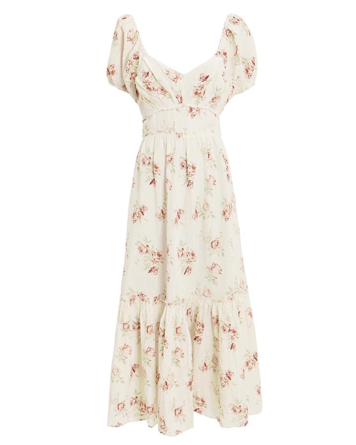 Love Shack Fancy Loveshackfancy Angie Floral Maxi Dress Ivory/rose Print 2