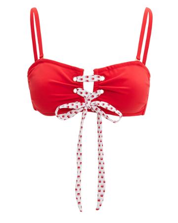Evarae Catalina Eyelet Bandeau Bikini Top Red M