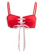 Evarae Catalina Eyelet Bandeau Bikini Top Red M