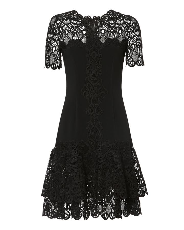 Jonathan Simkhai Lace Appliqu Crepe Black Mini Dress Black 2