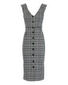 Veronica Beard Lark Plaid Midi Dress Blk/wht Zero