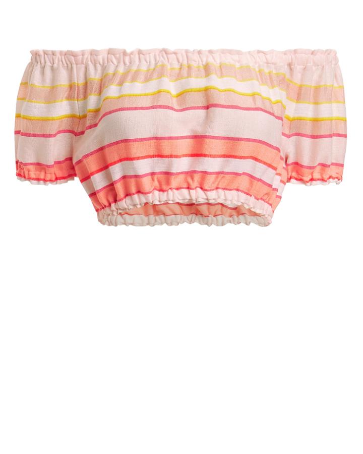 Lem Lem Lemlem Eskedar Off-the-shoulder Crop Top Blush/yellow L