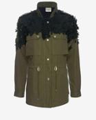 Sea Embroidered Lace Detail Military Jacket