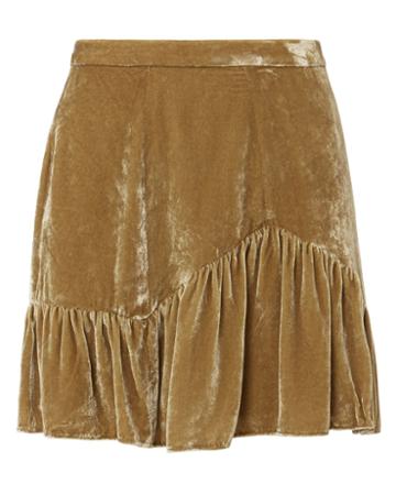 Love Shack Fancy Loveshackfancy Eliza Velvet Mini Skirt Gold Zero