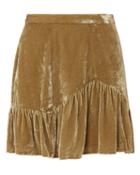 Love Shack Fancy Loveshackfancy Eliza Velvet Mini Skirt Gold Zero