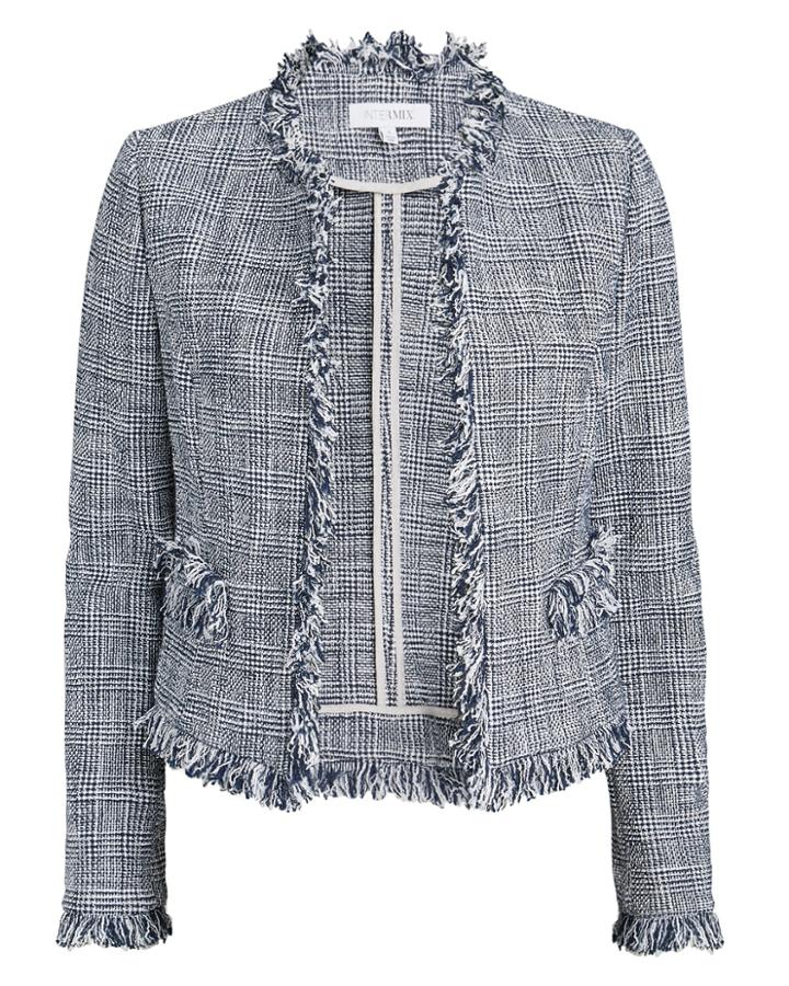 Exclusive For Intermix Intermix Verity Knit Jacket Blue/white 8