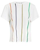 Derek Lam 10 Crosby Striped Embroidered T-shirt White/stripe M