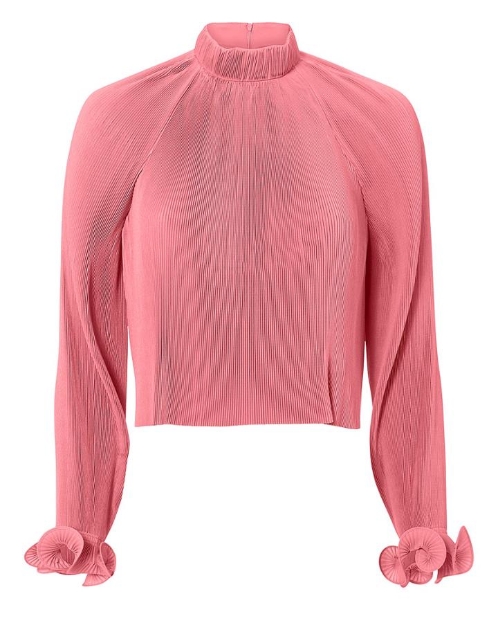Tibi Pink Pleated Crop Top Pink P