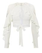 Patbo Ruffle Crop Top White Zero