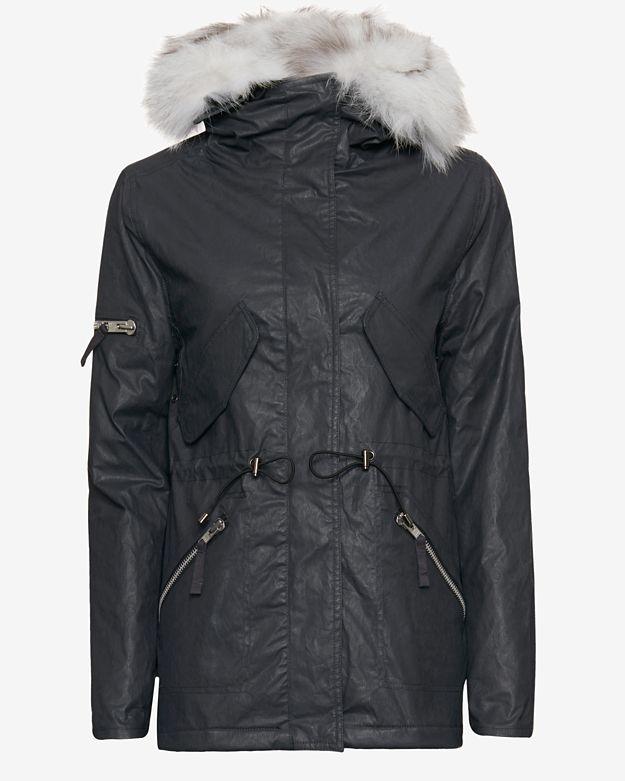 Sam Fox Fur Lined Highline Short Jacket: Navy