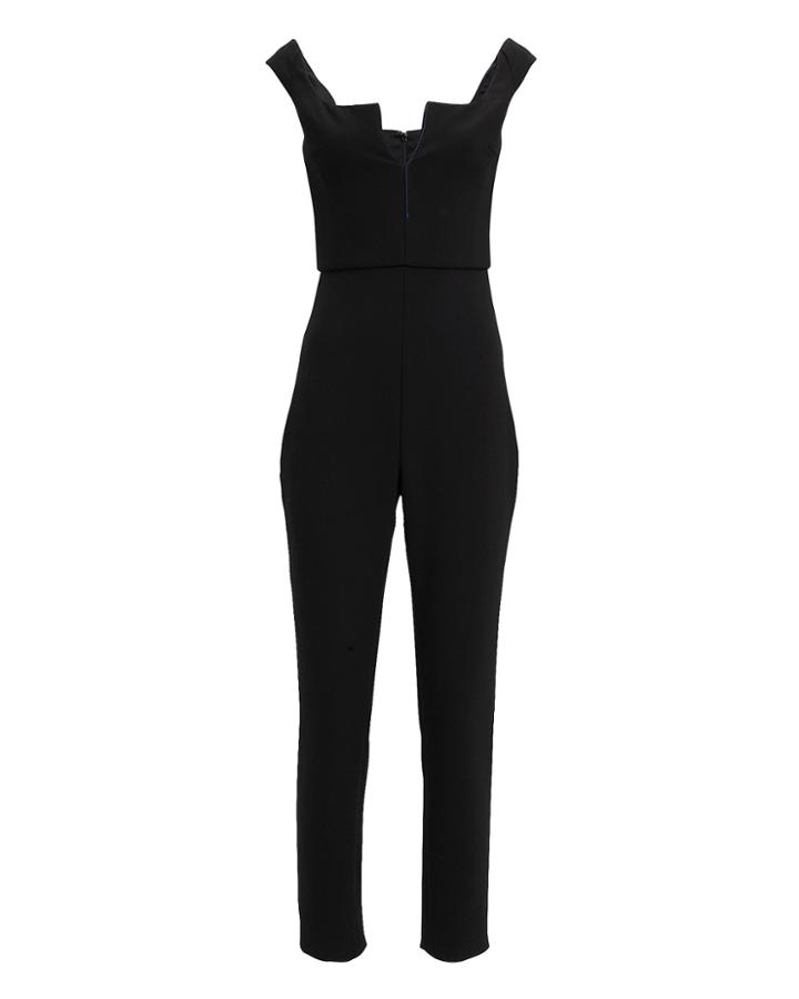 Cushnie Finn Off Shoulder Jumpsuit Black 6