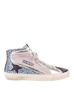 Golden Goose Lilac Suede And Glitter Slide Sneakers