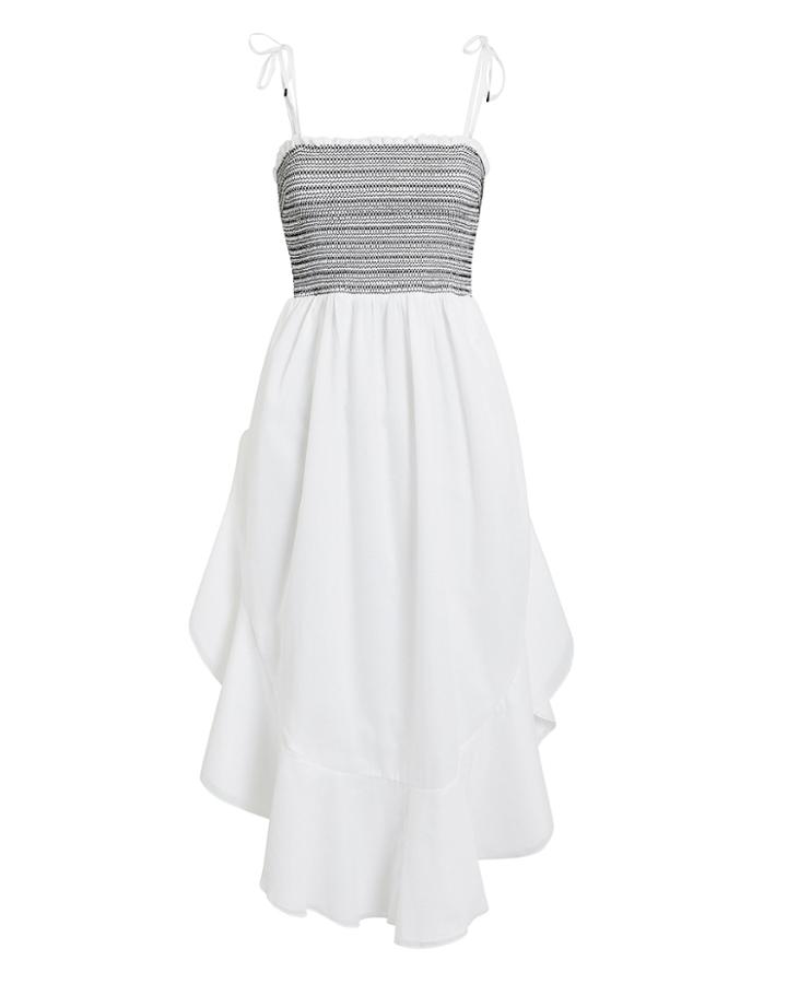 Kisuii Alexia Smocked Midi Dress White/black M