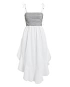 Kisuii Alexia Smocked Midi Dress White/black M