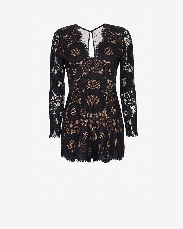 Alexis Lace Detailed Romper: Black