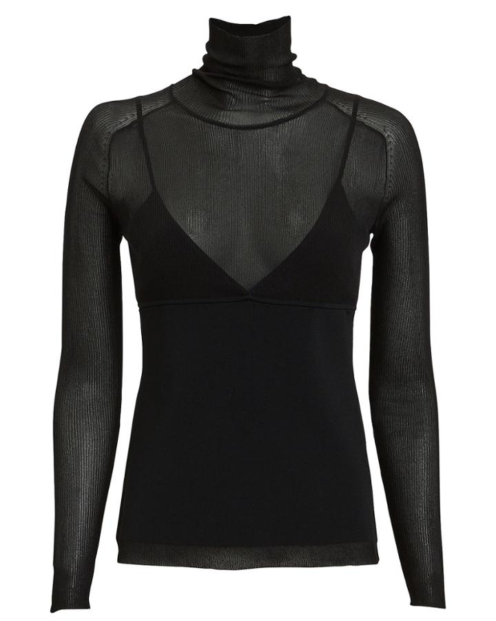 Proenza Schouler Slim Layered Turtleneck Top Black P