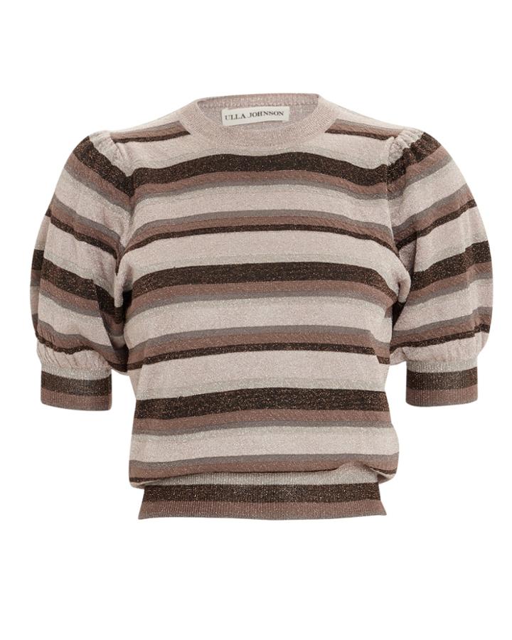 Ulla Johnson Lurex Stripe Sweater Brown/blush Metallic L