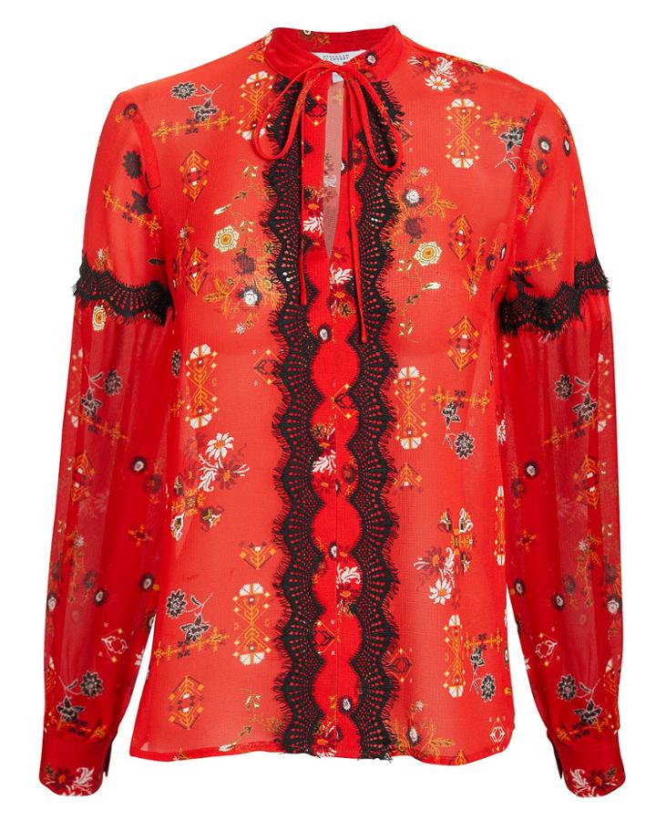 Derek Lam 10 Crosby Floral Blouse Red Zero