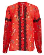 Derek Lam 10 Crosby Floral Blouse Red Zero