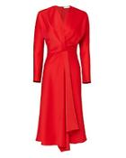 Victoria Beckham Long Sleeve Wrap Drape Dress