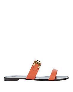 Giuseppe Zanotti Nuvoroll Orange Leather Flat Sandals