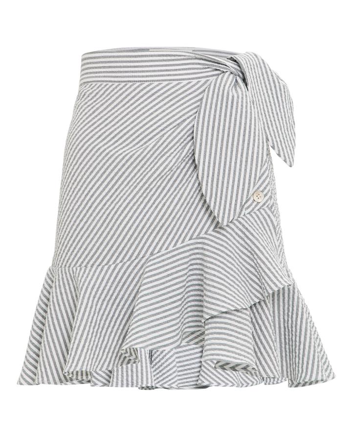 Veronica Beard Kaia Ruffle Mini Skirt Grey/white 2