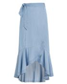 Exclusive For Intermix Intermix Katie Chambray Wrap Skirt Chambray Blue S