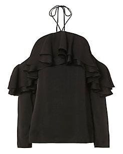Emilio Pucci Tiered Ruffles Cold Shoulder Top