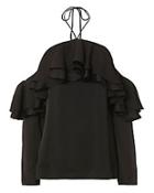 Emilio Pucci Tiered Ruffles Cold Shoulder Top