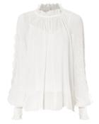 See By Chloe See By Chlo Floral Applique Sheer Blouse White 36