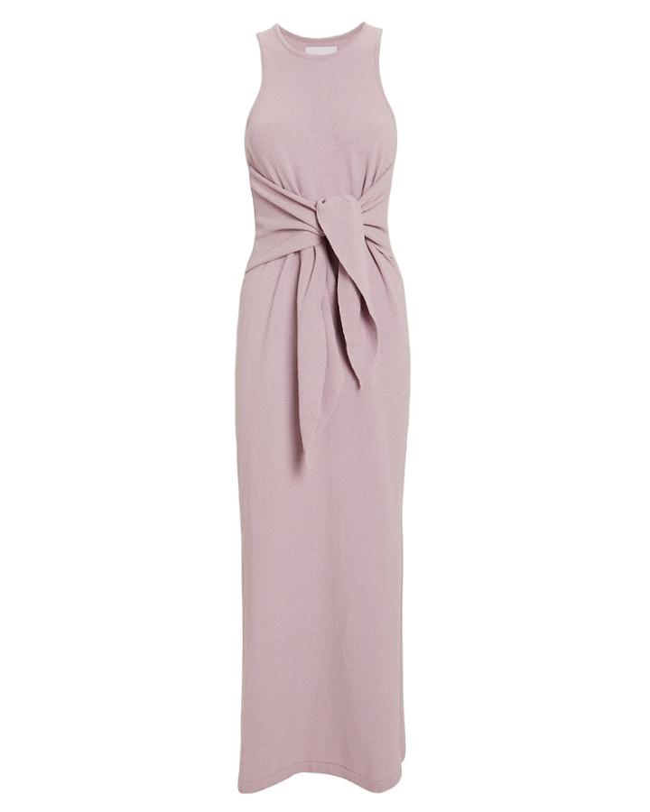 Nanushka Mame Terry Knit Tie Waist Dress Lilac S