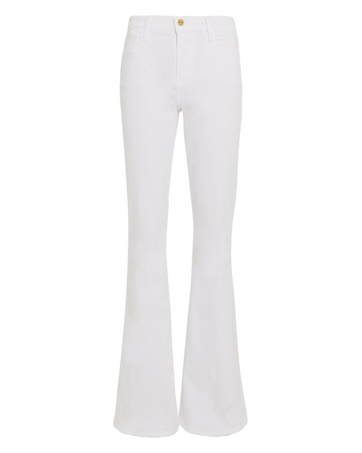 Frame Le High Flare White Jeans White Denim 29