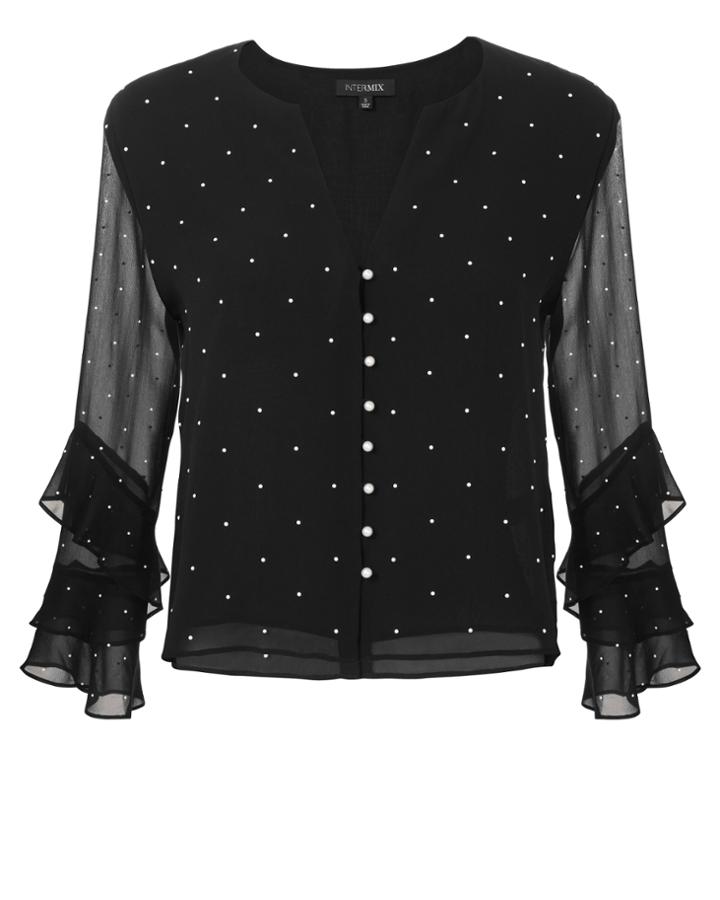 Exclusive For Intermix Intermix Meena Pearl-embellished Top Blk/wht P