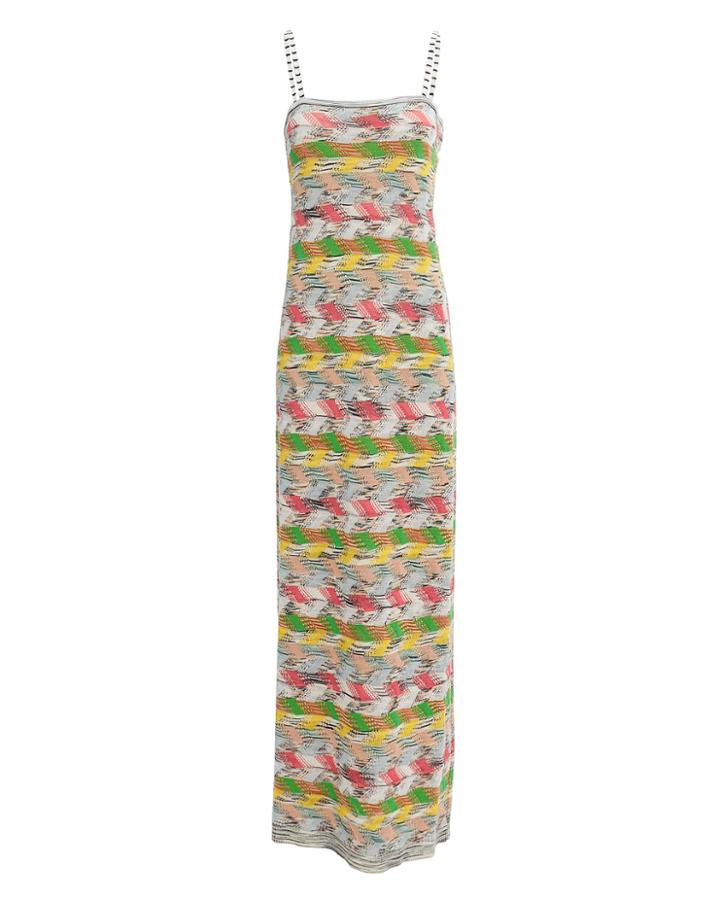 Missoni Zig Zag Maxi Dress White/green/yellow 38