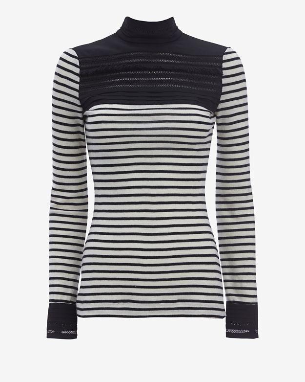 Yigal Azrouel Lace/stripe Turtleneck