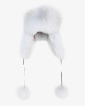 Annabelle New York Fox Fur Lined Trapper Hat: Grey