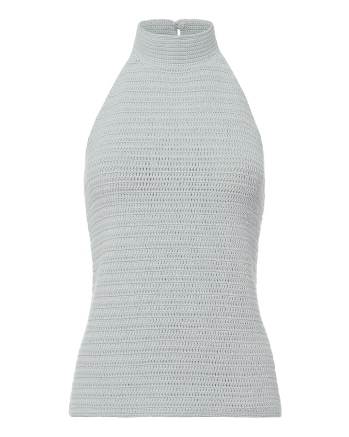 Exclusive For Intermix Ricki Crochet Knit Halter Top Blue-lt M