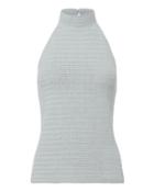 Exclusive For Intermix Ricki Crochet Knit Halter Top Blue-lt M