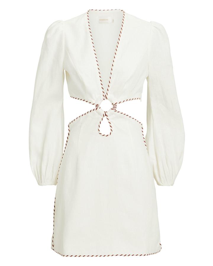 Zimmermann Corsage Braided Mini Dress Ivory/maroon 2