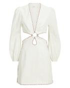 Zimmermann Corsage Braided Mini Dress Ivory/maroon 2