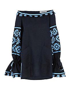 March 11 Geometric Embroidery Off-the-shoulder Tunic