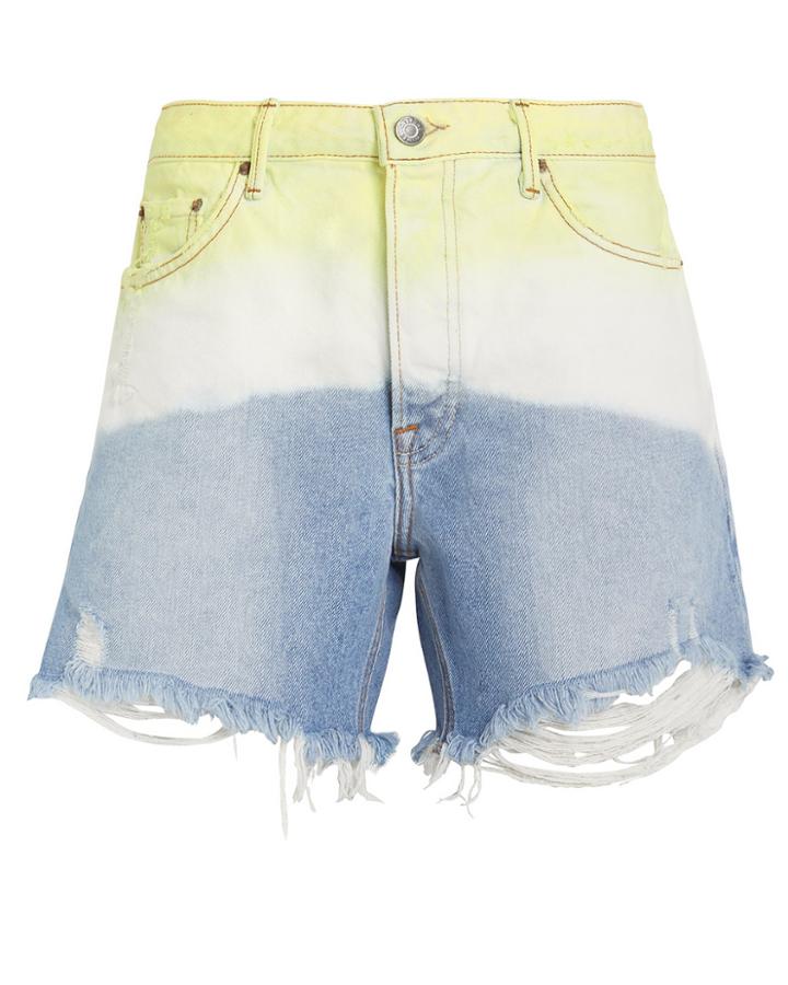 Grlfrnd Jourdan Tie-dye Denim Shorts Yellow Tie-dye 26