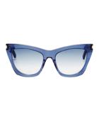 Saint Laurent Kate Square Cat Eye Sunglasses Blue-med 1size