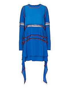 Zeynep Tosun Beaded Ruffle Flare Sleeve Dress