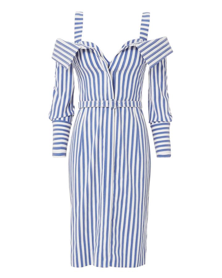 Monse Bustier Striped Dress Blue-drk 6